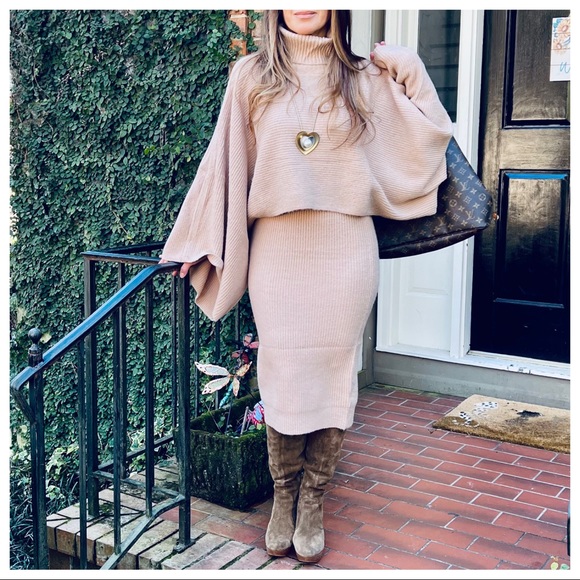 From Paris Fabulous 2 Piece Sweater Knit Tank Dress and loose fit sweater set - Picture 7 of 8